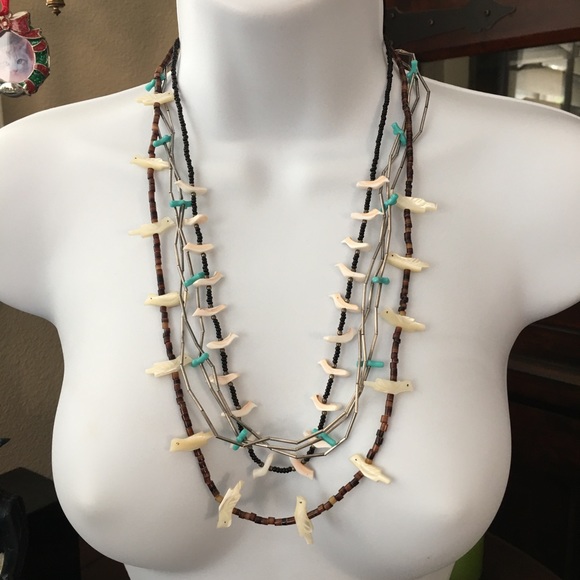 Native Navajo Heishi MOP bird fetish necklace - Picture 10 of 11